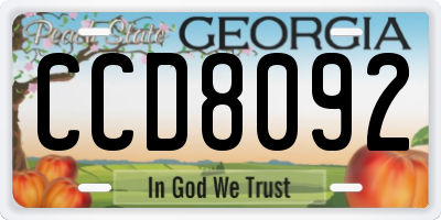 GA license plate CCD8092