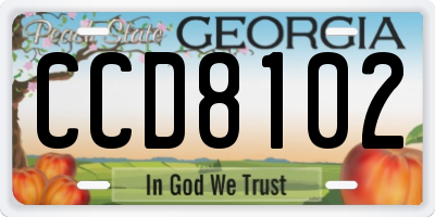 GA license plate CCD8102