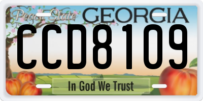 GA license plate CCD8109