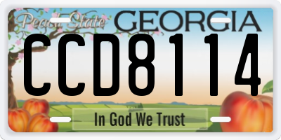 GA license plate CCD8114