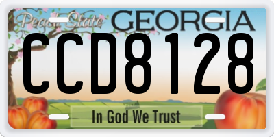 GA license plate CCD8128
