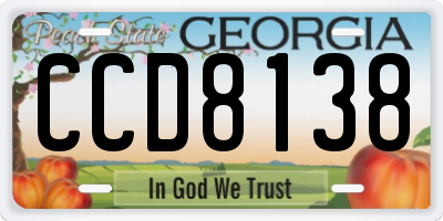 GA license plate CCD8138