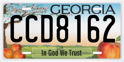 GA license plate CCD8162
