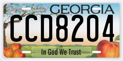 GA license plate CCD8204