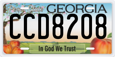 GA license plate CCD8208