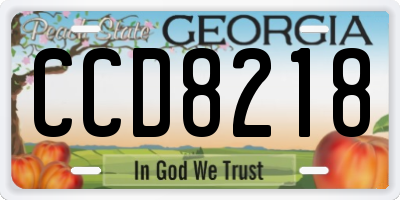 GA license plate CCD8218
