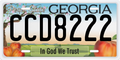 GA license plate CCD8222