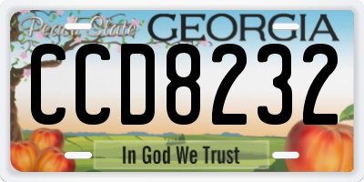 GA license plate CCD8232