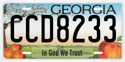 GA license plate CCD8233