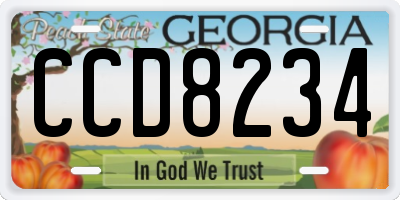 GA license plate CCD8234