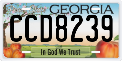 GA license plate CCD8239