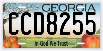 GA license plate CCD8255