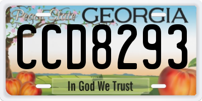 GA license plate CCD8293