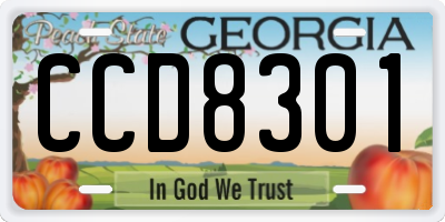 GA license plate CCD8301
