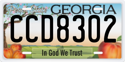 GA license plate CCD8302