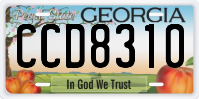 GA license plate CCD8310