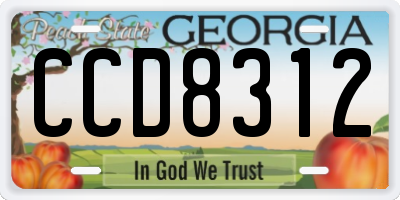 GA license plate CCD8312