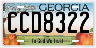 GA license plate CCD8322