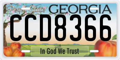 GA license plate CCD8366