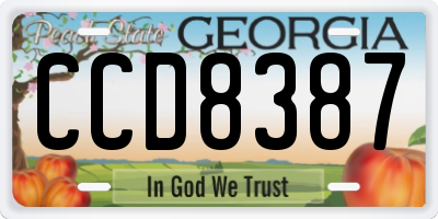 GA license plate CCD8387