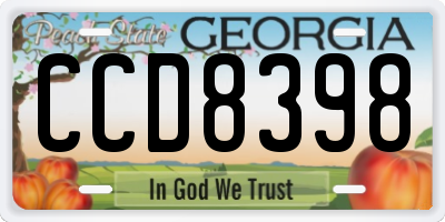 GA license plate CCD8398
