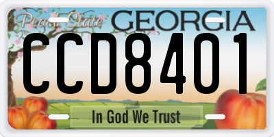 GA license plate CCD8401