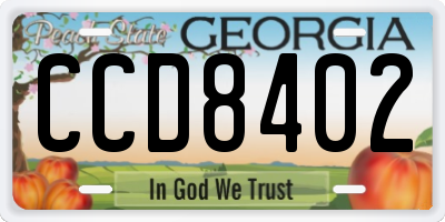 GA license plate CCD8402