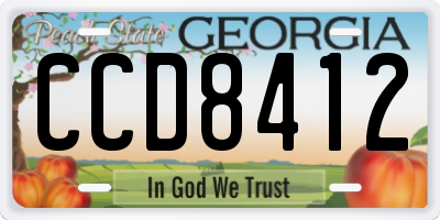 GA license plate CCD8412