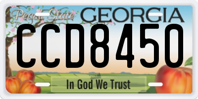 GA license plate CCD8450