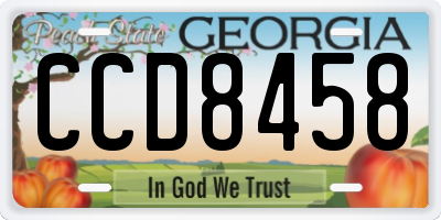 GA license plate CCD8458