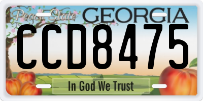 GA license plate CCD8475