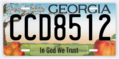 GA license plate CCD8512