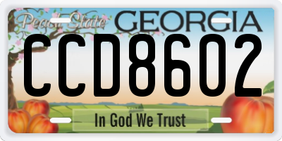 GA license plate CCD8602