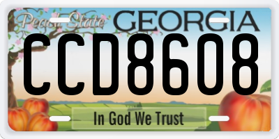 GA license plate CCD8608