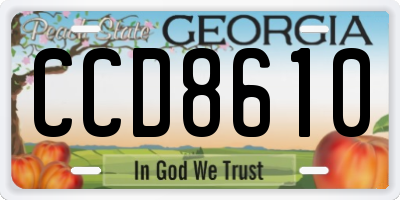 GA license plate CCD8610