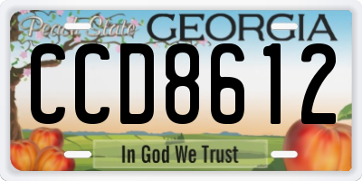 GA license plate CCD8612