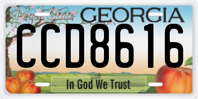 GA license plate CCD8616