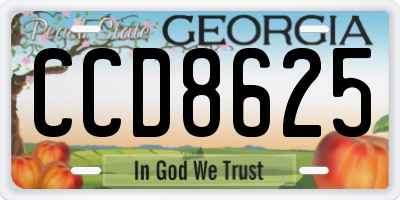 GA license plate CCD8625