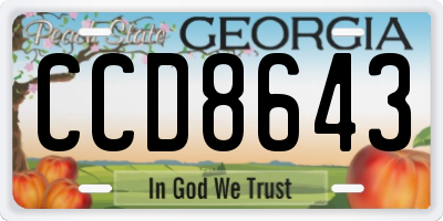 GA license plate CCD8643