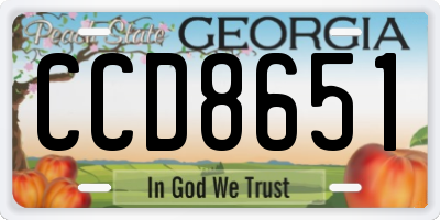 GA license plate CCD8651