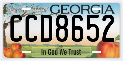 GA license plate CCD8652