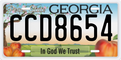 GA license plate CCD8654