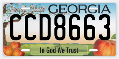 GA license plate CCD8663