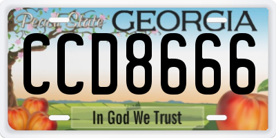 GA license plate CCD8666