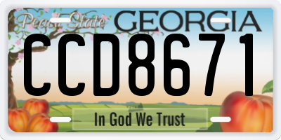 GA license plate CCD8671