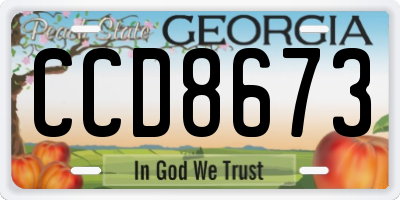 GA license plate CCD8673
