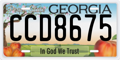 GA license plate CCD8675