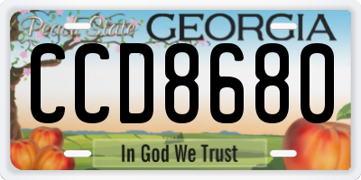 GA license plate CCD8680