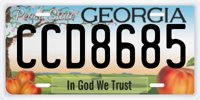 GA license plate CCD8685