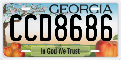GA license plate CCD8686
